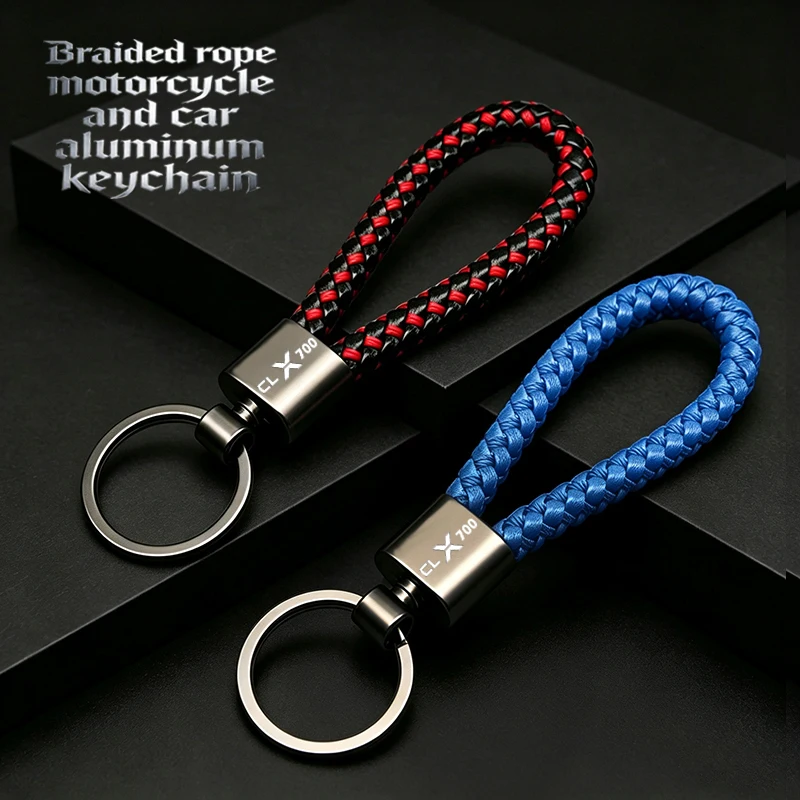 For CFMOTO CLX 700 CLX700 700CLX SPORT Braided rope Hand Woven Leather KeyChain Detachable Metal 360 Degree Rotating