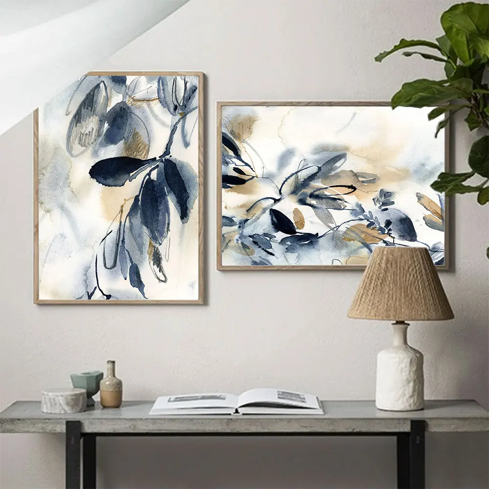 

Blue Prints Set, Abstract Leaves Picture, Watercolor Painting, Botanical Gallery Wall, Art Prints, Wall Decor Canvas Posters