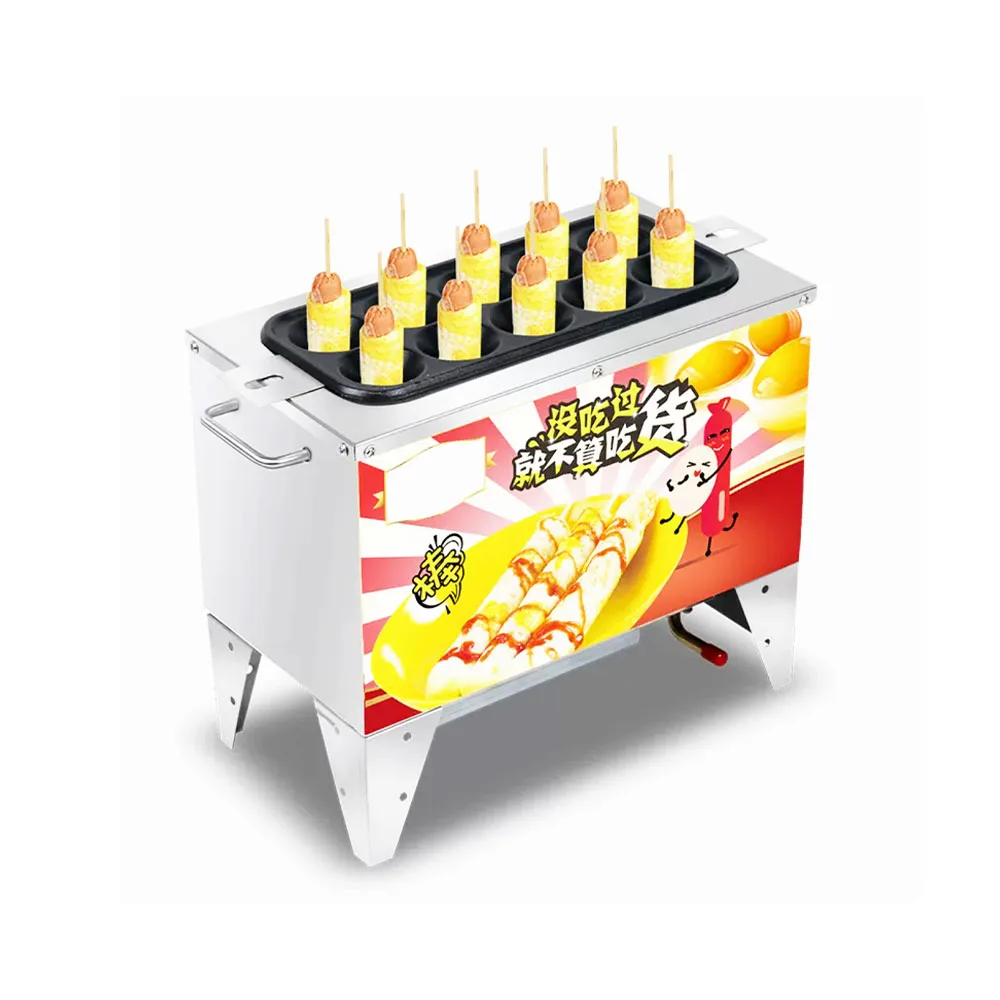 Wholesale Price Snacks Equipment Commercial Korean Egg Sausage Machine 10 Roll Egg Sausage Maker