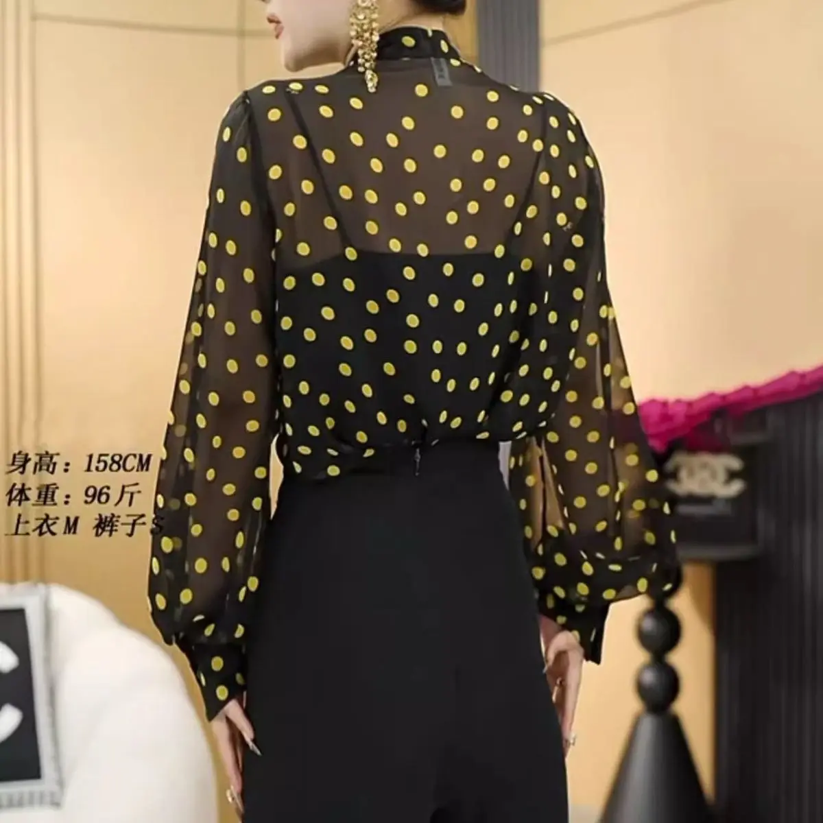 Blusa Elegante Puntos Transparente Mujer - usage example
