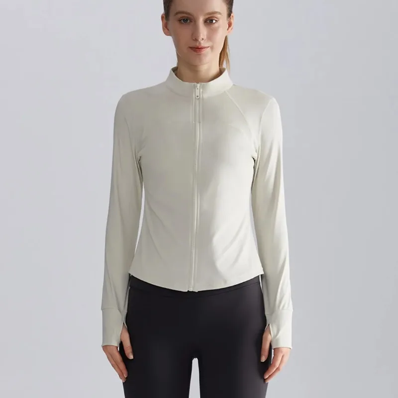 

New Womens Stand Collar Workout Jacket Slim Fit Long Sleeve Yoga Top Versatile Sports Wear