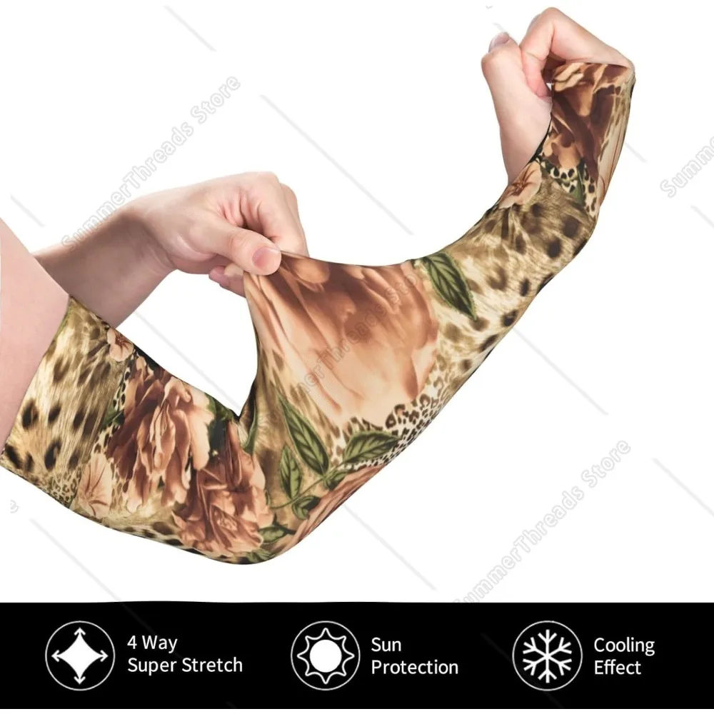 Manicotto di compressione con stampa leopardata a righe per protezione da baseball Copri braccioli Agricoltore Sport all'aria aperta Corsa