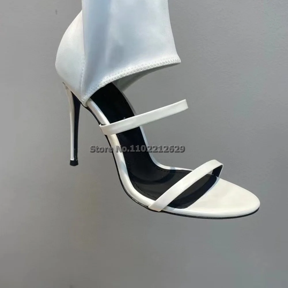 Sock Boots Pullover Thin High Heels Small Round Toe Sexy Back White Women Sandals  2023 Hot Sale Summer Fashion Open Shoes