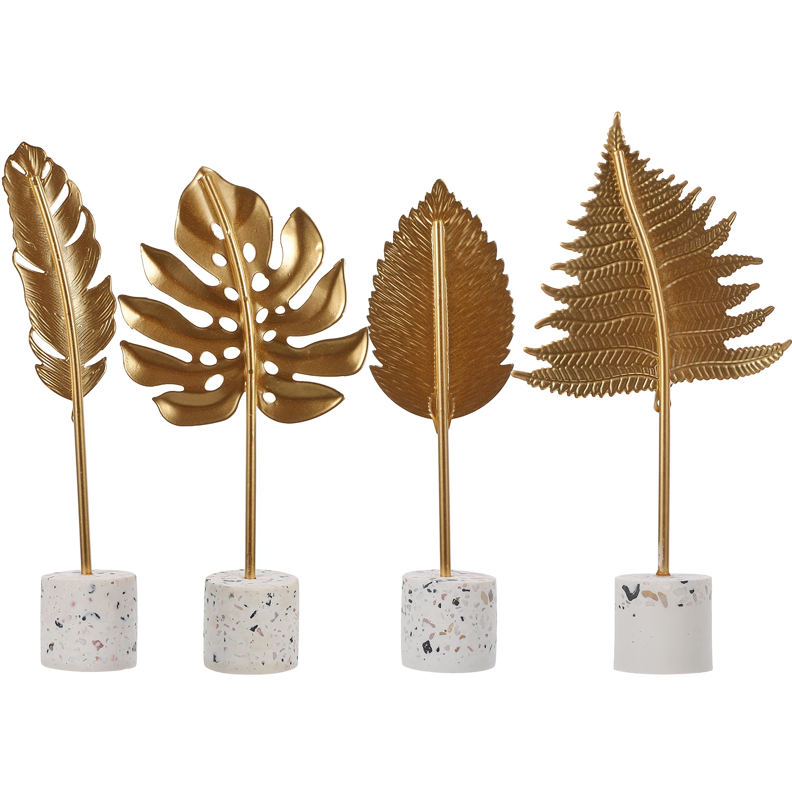 

4pcs Desktop Ornaments Resin Base Decor Elegant Rustic Design Fake Leaves Adornment Reusable Table