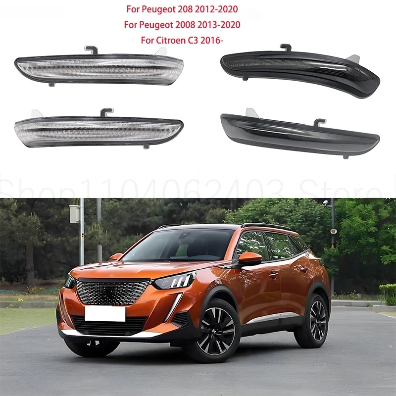 

2Pieces For Peugeot 208 2008 Citroen C3 C4 Cactus Dynamic LED Side Mirror Blinker Flowing Light 2012 2013 2014-2020 Car Styling