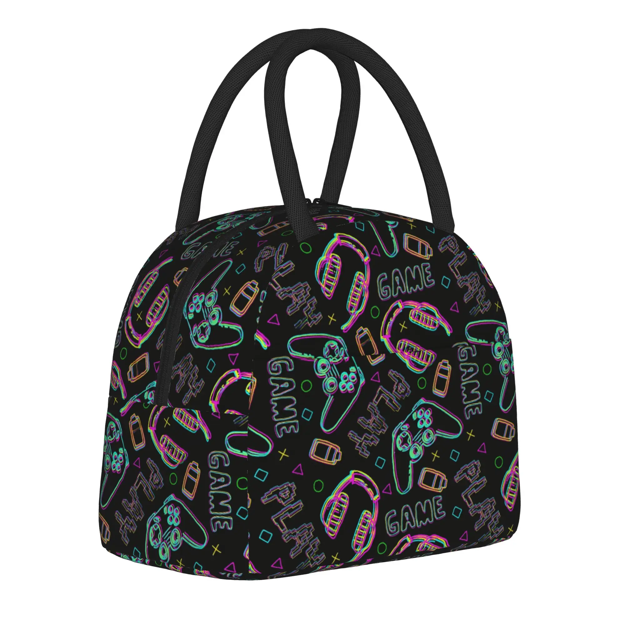 Video Game Gaming Controller Insulated Lunch Bags Thermal Bag Reusable,Lunch Container  High Capacity Lunch Box Tote Travel