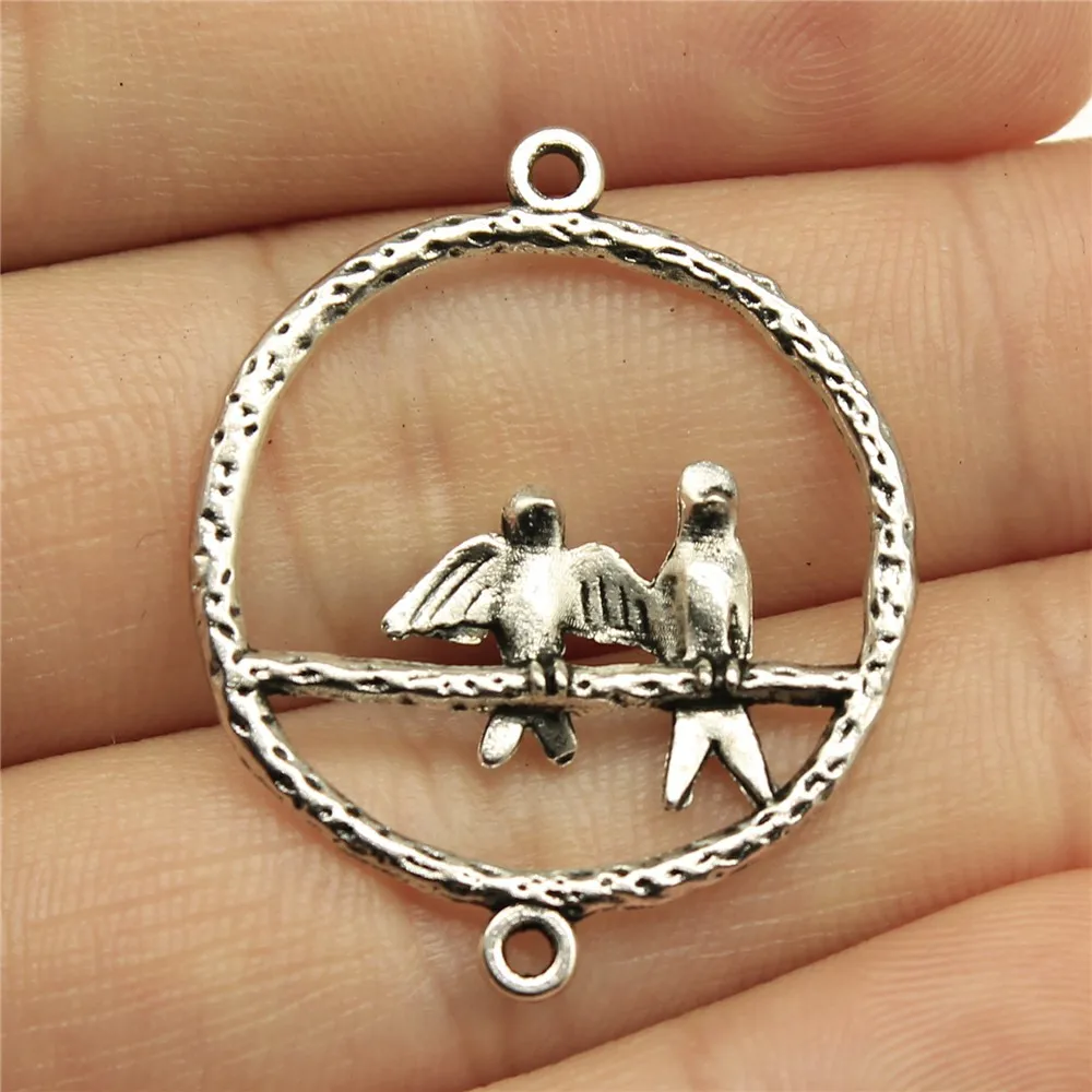 10pcs 33x27mm Charm Connector Love Birds Pendants Bird Charms Lovebird DIY For Earring Making