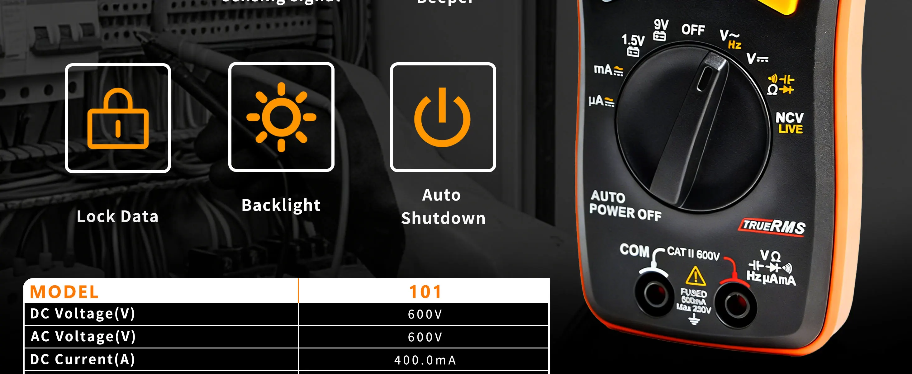 ZIBOO 101 Mini-Digitalmultimeter, TRMS 4000 Counts, automatische Bereichswahl, Taschen-Voltmeter, Multitester für AC/DC-Spannung und -Strom. – Detail 4