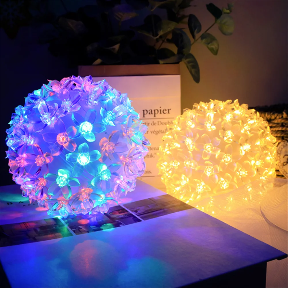 Dia 10cm 20cm 25cm LED Cherry Blossom Peach Flower Ball Lights Lamp AC220V EU Plug Holiday Christmas Wedding Party String lights