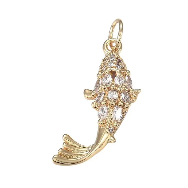 Vergoldeter Emaille-Ozean-Karpfen-Anhänger Messing-Charm für DIY-Halsketten Schmuck-Bastelbedarf – Detail 6