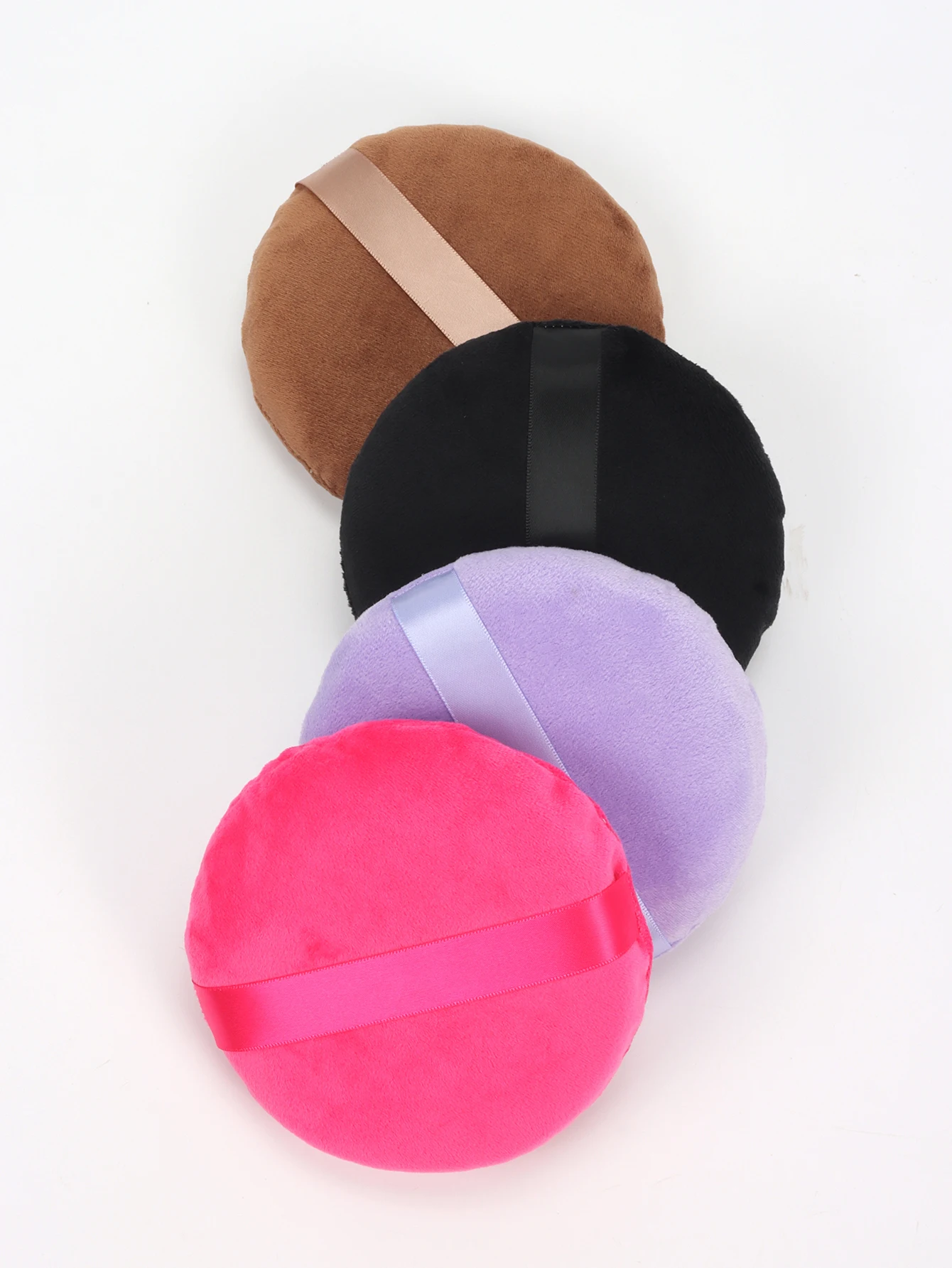 125mmBouffée de poudre de velours de coton grande bouffée de poudre libre maquilleur bouffée de poudre ronde ruban de coton crochet gant à main bouffée