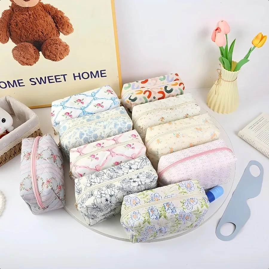 Pencil Case Floral Cute Pencil Case Student Pen Pouch Makeup Pouch Cute Flower Office College Cosmetic Makeup Bag Organizer Lar
