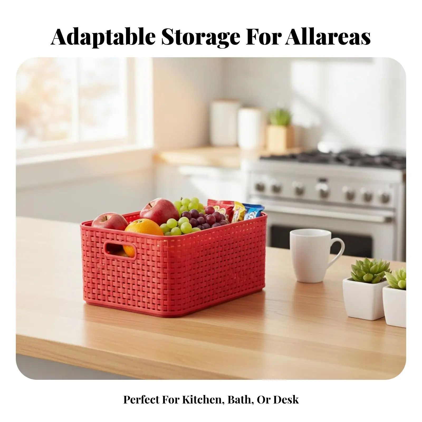 Imitation Rattan Container Multi-Functional Storage Container Adaptable Woven& Elegance Texture for Homeowners, Kitchen