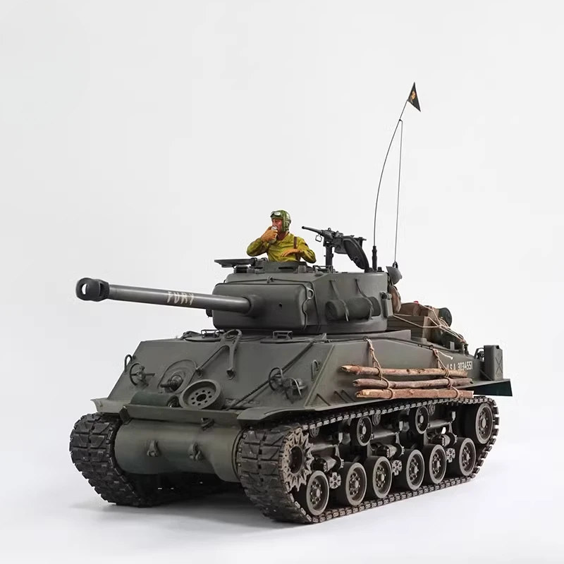 RC Metal Tank HOOBEN 1/10 Control remoto M4A3E8 tanque RTR tanques modelo Fury Sherman juguetes para niños