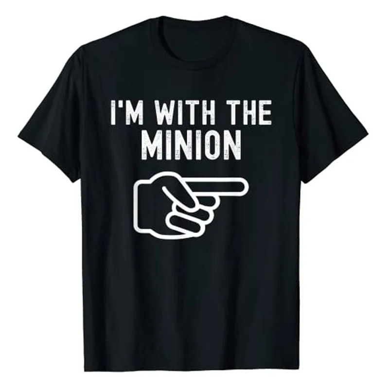 I'm with The Minion Funny Couples Matching Halloween Costume T-Shirt Sarcasm Sayings Quote Graphic Tee Top Letters Print Outfits