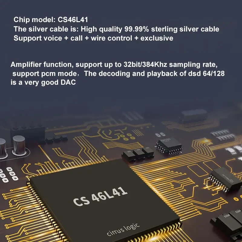 CS46L41 Pure silver DAC HiFi cable Type-C to 3.5mm Digital Amplifier Decoding Audio Adapter For Android Win10 huawei mi Google