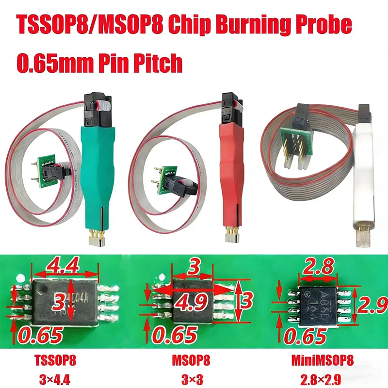 1PCS TSSOP8 MSOP8 Mini MSOP8 Chip Burning Read Write Download Cable /0.65mm Pitch /Automotive Instrument Program Connection Line