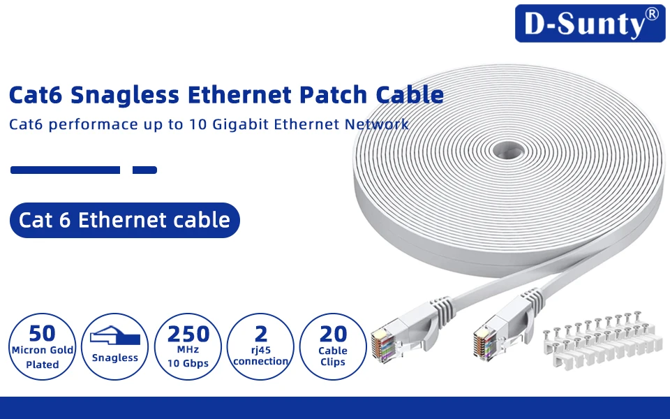Cat6-Ethernet-Kabel, flach, RJ45, Computer, Internet, LAN, Netzwerk, Ethernet-Patchkabel, Ethernet-Kabel, Cat 6 – Detail 1