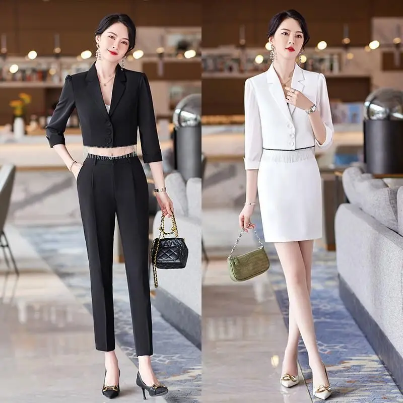 2-E6   Design niche short suit jacket women's spring and summer new style fashionment goddess style high-end suit