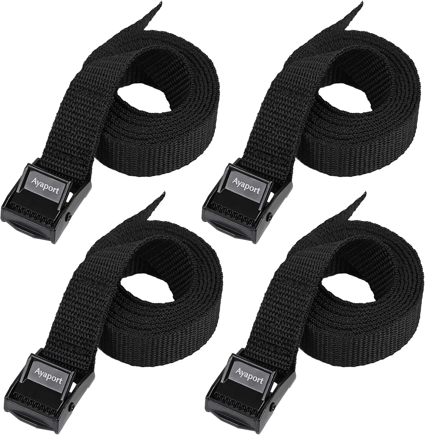 

Adjustable Cam Buckle Tie Down Straps, 4-Pack Black, 48-Inch Length for Packing and Securing Cargo