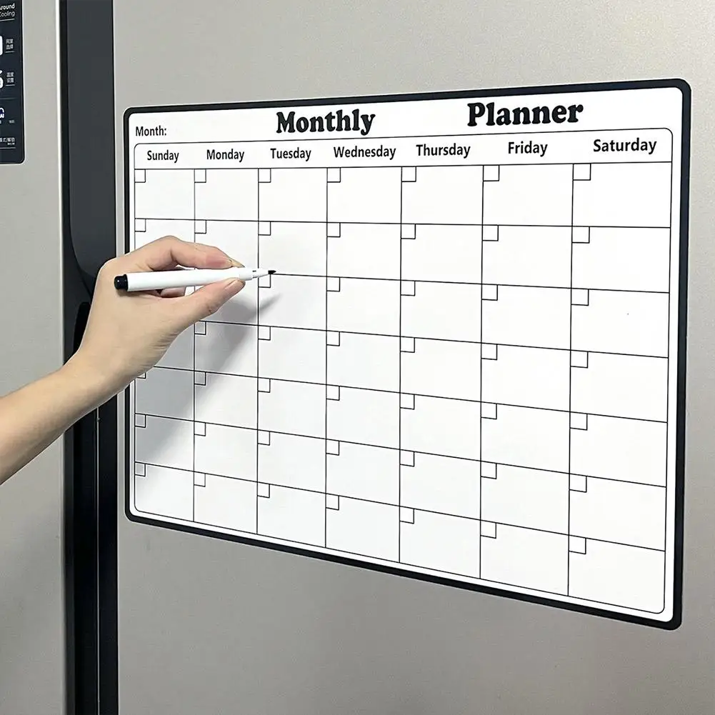New Magnetic Refrigerator Dry Erase Calendar Monthly Planner Reusable Monthly/Weekly Planner Sticker Record Message Board Memo