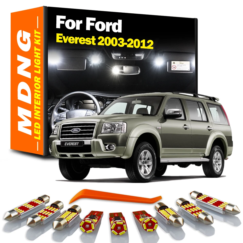 MDNG For Ford Everest 2003-2005 2006 2007 2008 2009 2010 2011 2012 LED Interior Map Dome Light Bulbs Kit Car Accessories Canbus