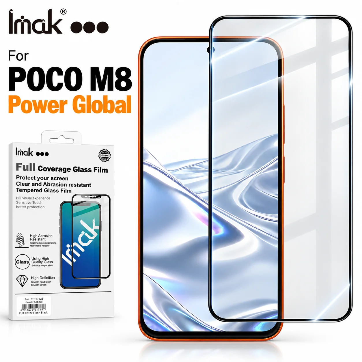 Tempered Glass For POCO M8 Power 5G Global Support Fingerprint Protector Film 9H Hardness FM0003