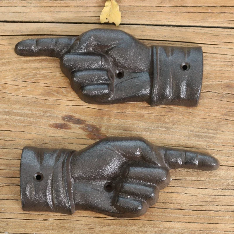 American Style Retro Cast Iron Finger Pointer Wall Decoration Bar Cafe Tea Seat Hotel Ornaments