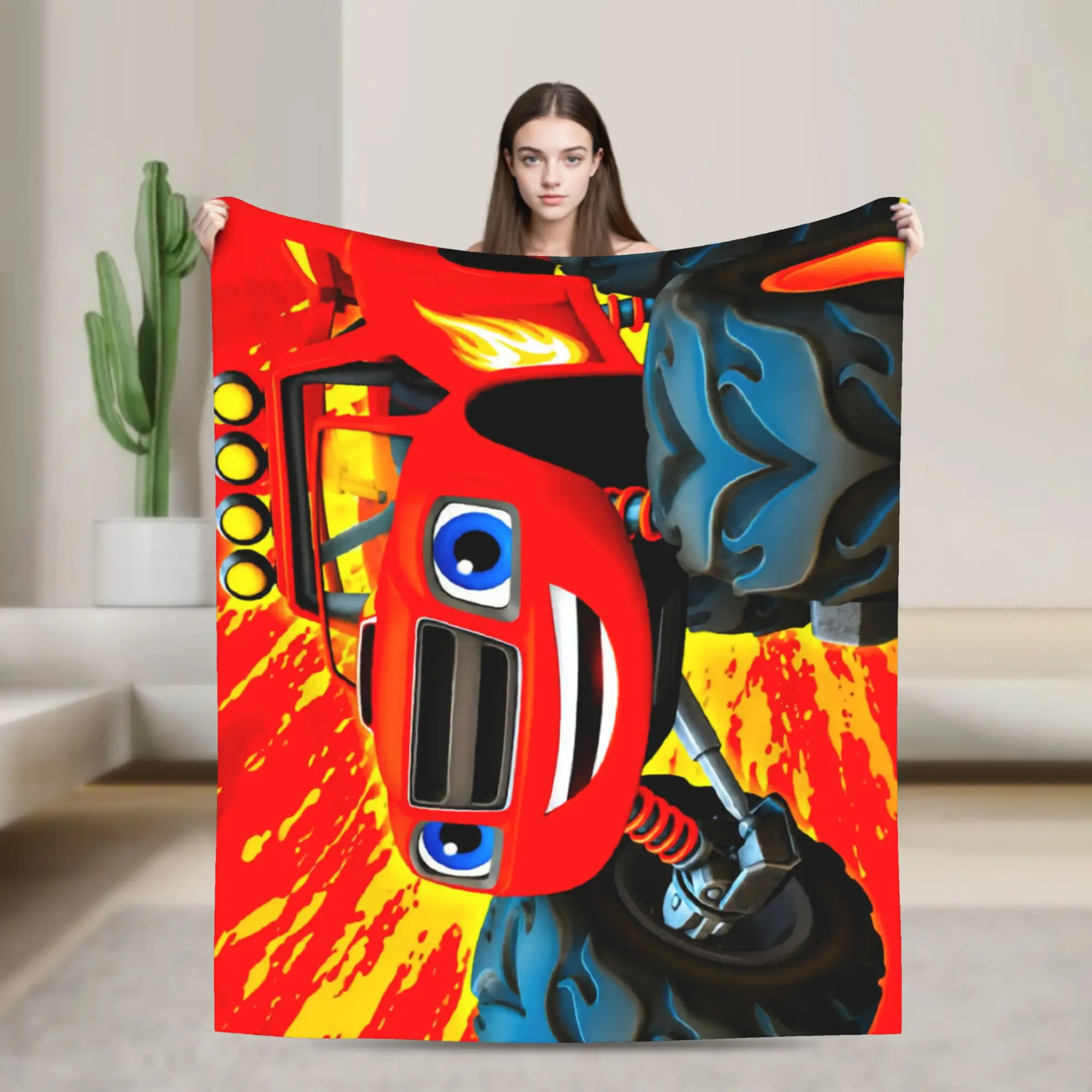 Blaze and the Monster M-Machines  Super Soft Blankets  Camping Plush Bedding Throws Living Room Flannel Bedspread Sofa Bed Cover