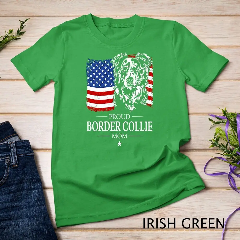 Unisex Border Collie Camiseta, Bandeira Americana, Cão, Orgulhoso, patriótico