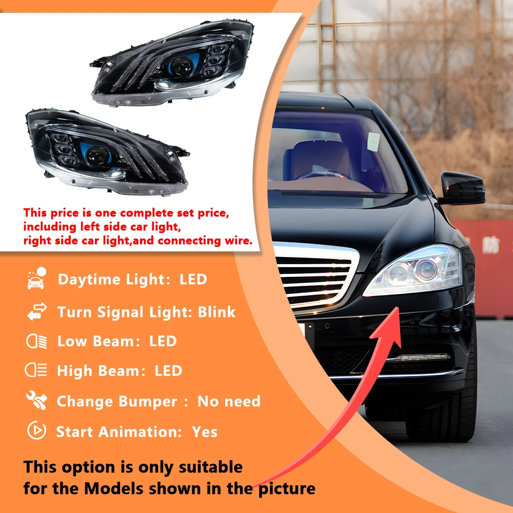 Geüpgradede LED koplampen van hoge kwaliteit met lens voor Benz S-Klasse W221 S300 S350 S400 S500 S600 S65 2006-2013