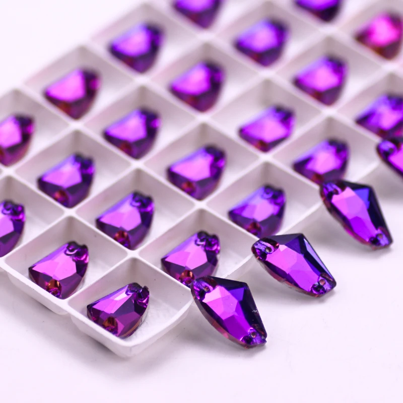 New Silk Purple Drop Rivoli AX Cosmic Glass Crystal Strass Sew On Rhinestones Flatback Stone Beads For DIY Clothing