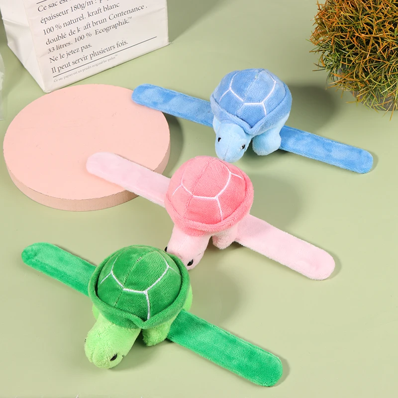 Lovely Cartoon Plush Tortoise Doll Wristband Turtle Slap Bracelet Slap Rings Slap Band Toy For Kids Birthday Gifts