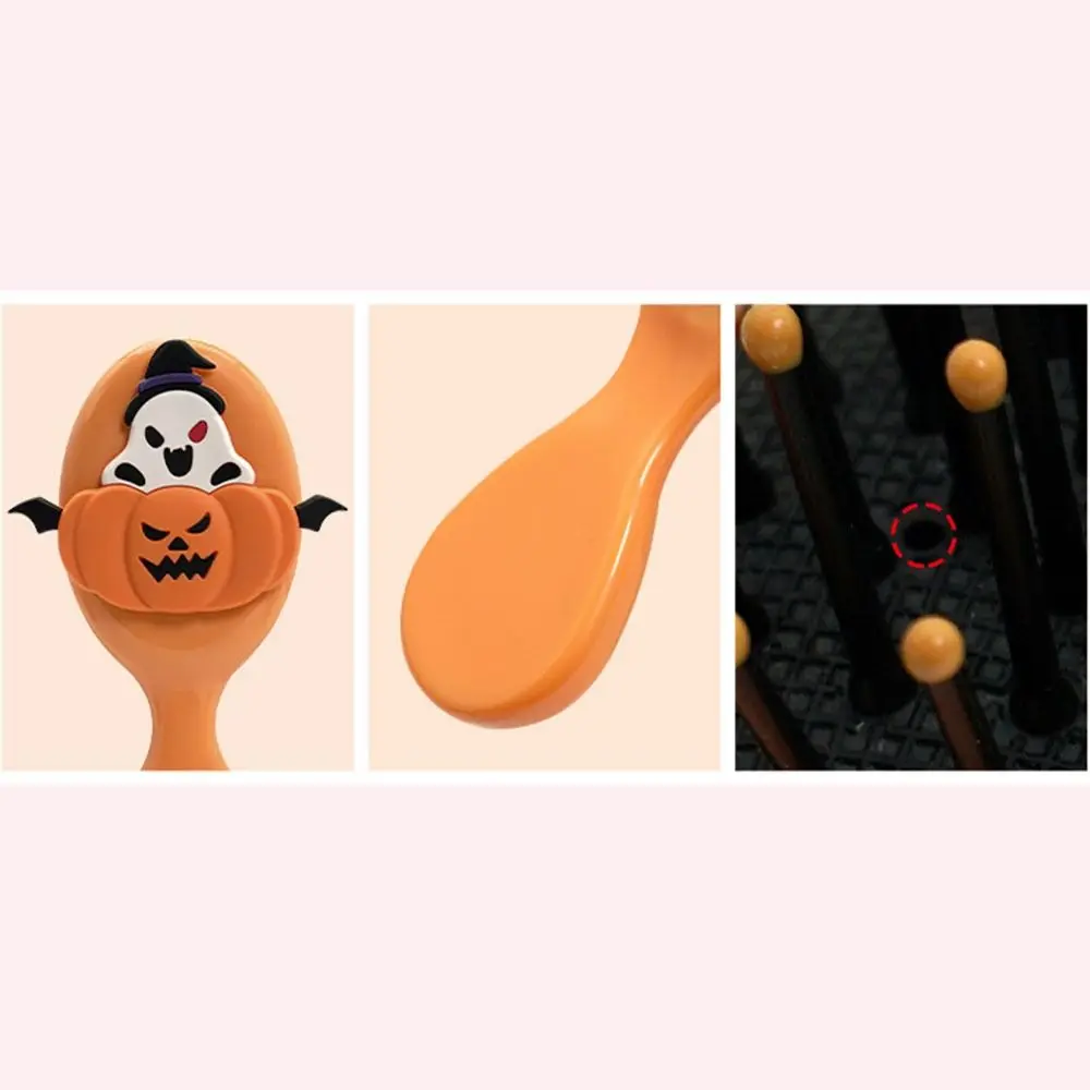 Durable Compact Round Folding Comb with Mirror Anti Static Pumpkin Scalp Handle Comb Cartoon Fine-Tooth Pocket Hair Brush Girl