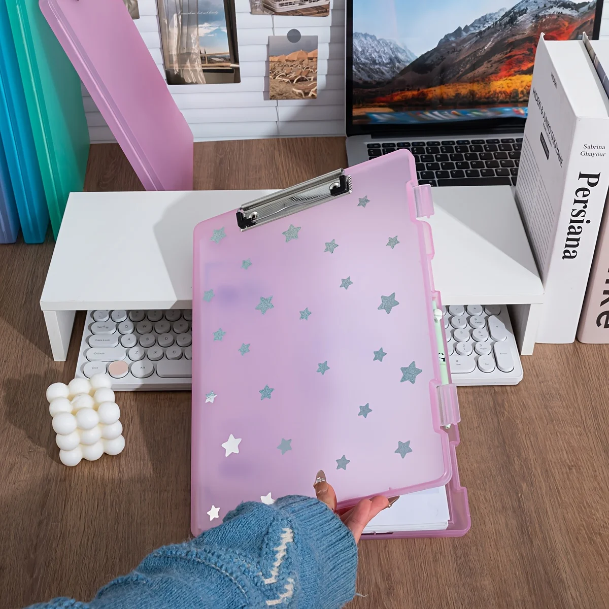 A4 Folder with Star Stickers, Storage Folder for Office Documents, Designed for Students to Organize Test Papers And Study Suppl