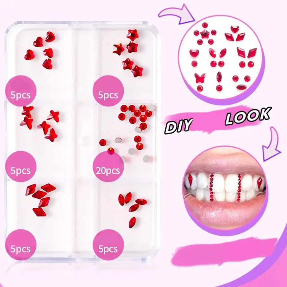 Dental Tooth Gems Diamond Dental Jewelry Crystal Diamond Ornament Various Shapes Color with Self-adhesive Box DIY Tools