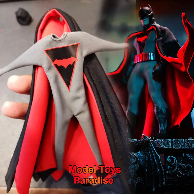 

(Only Clothes) 1/12 Scale Thomas Wayne Batman Soldier Tight Bodysuit Hooded Long Cloak Fit 6inch Mezco Action Figure Body