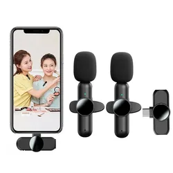 Wireless Lavalier Microphone for iPhone iPad Professional Mini Noise Canceling Microphone for Video Recording Interviews