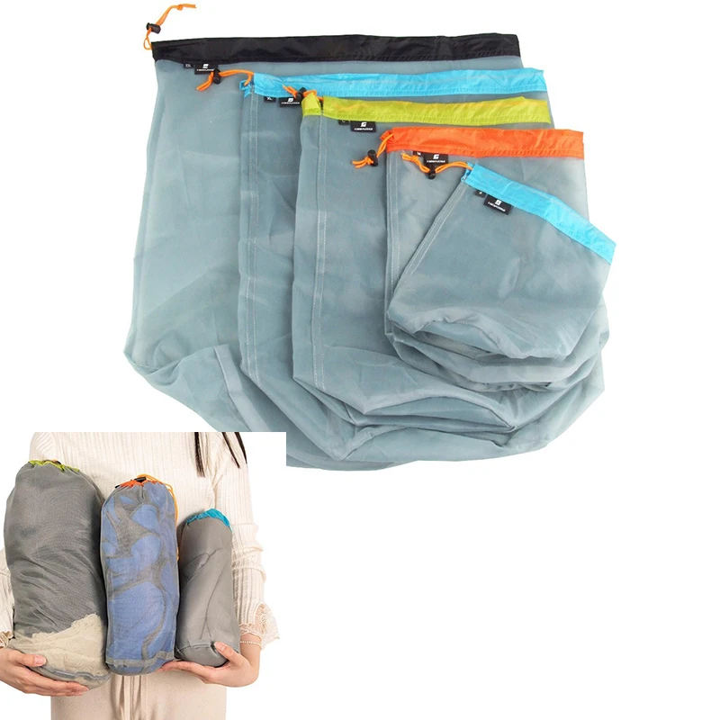 3/4/5ps Set Lightweight Camping Travel Bag Compression Bag Set Outdoor Mesh Storage Bag Closed Mouth Beach Wash Bag