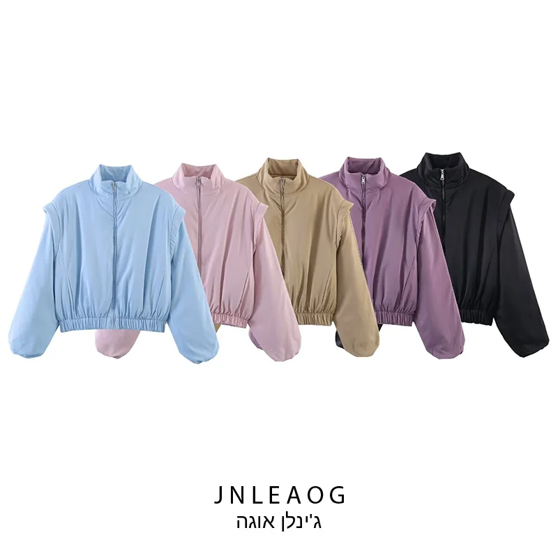 

JNLEAOG Spring New Women's Fashionable Cotton Jacket Street Style Long Sleeve Hoodie Versatile Shoulder Shape Design
