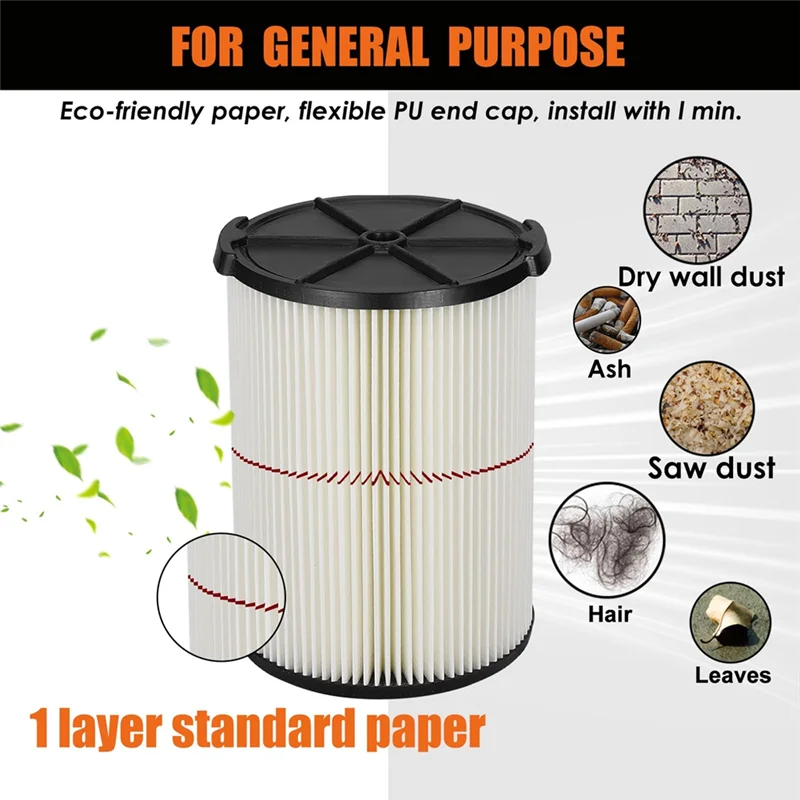 

【Price-Drop!】Craftsman Shop Vac Filter Craftsman 16-галонный магазин Vac Filter Заменяет 009-38754 Red Stripe Filter