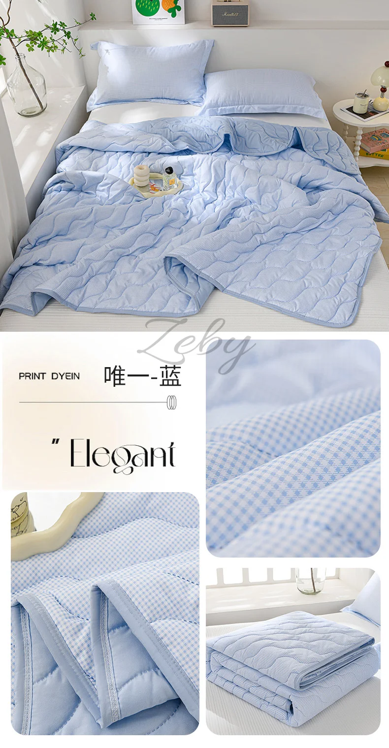 Breathable Quilted Summer Blanket Cooling Skin-friendly Comforter Soft Lightweight Quilt Well-vetilated Single Double  Duvet Set