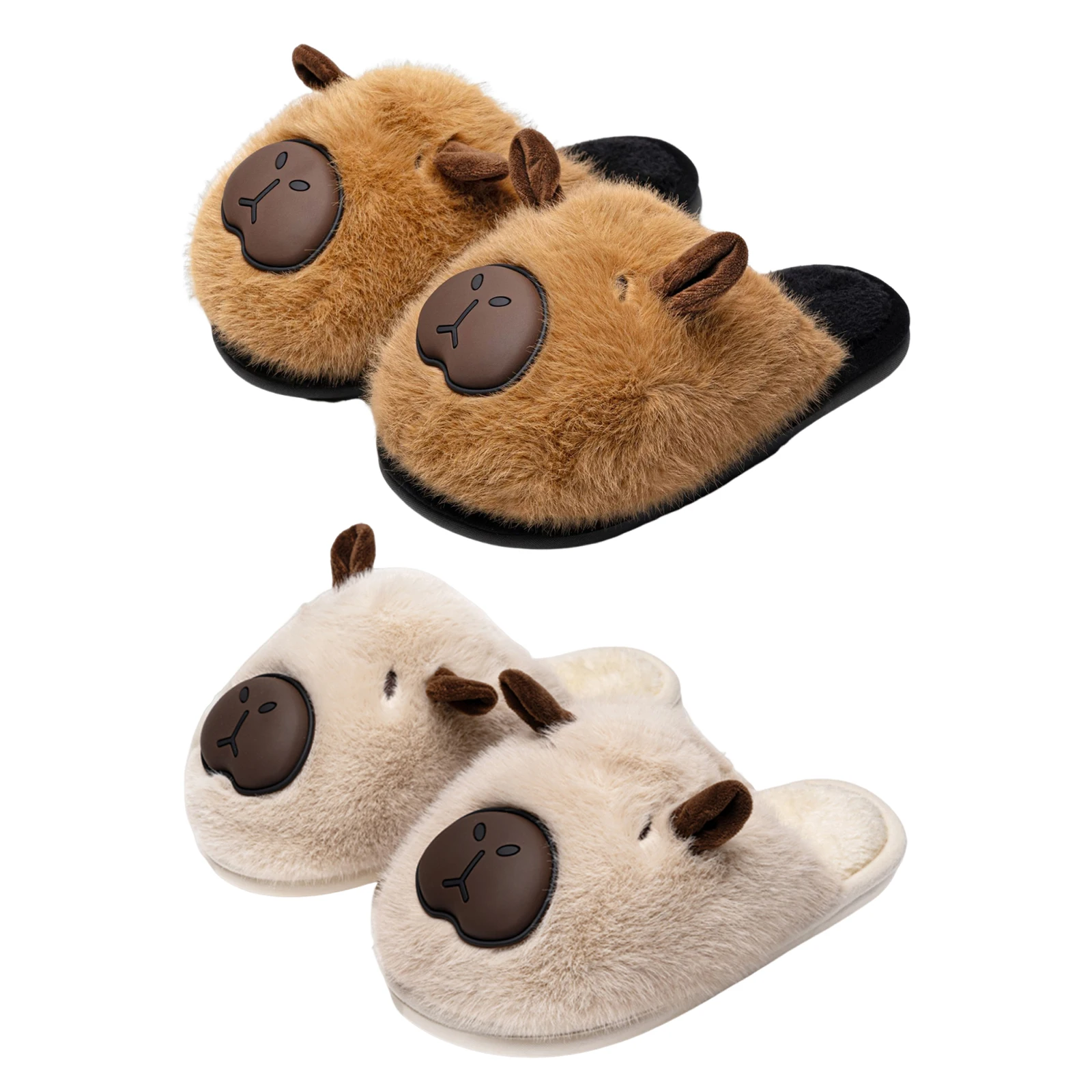 Sandal Rumah Kapibara Anti Selip Nyaman Berbulu Setengah Tertutup Lembut Bahan Plush Hadiah untuk Teman