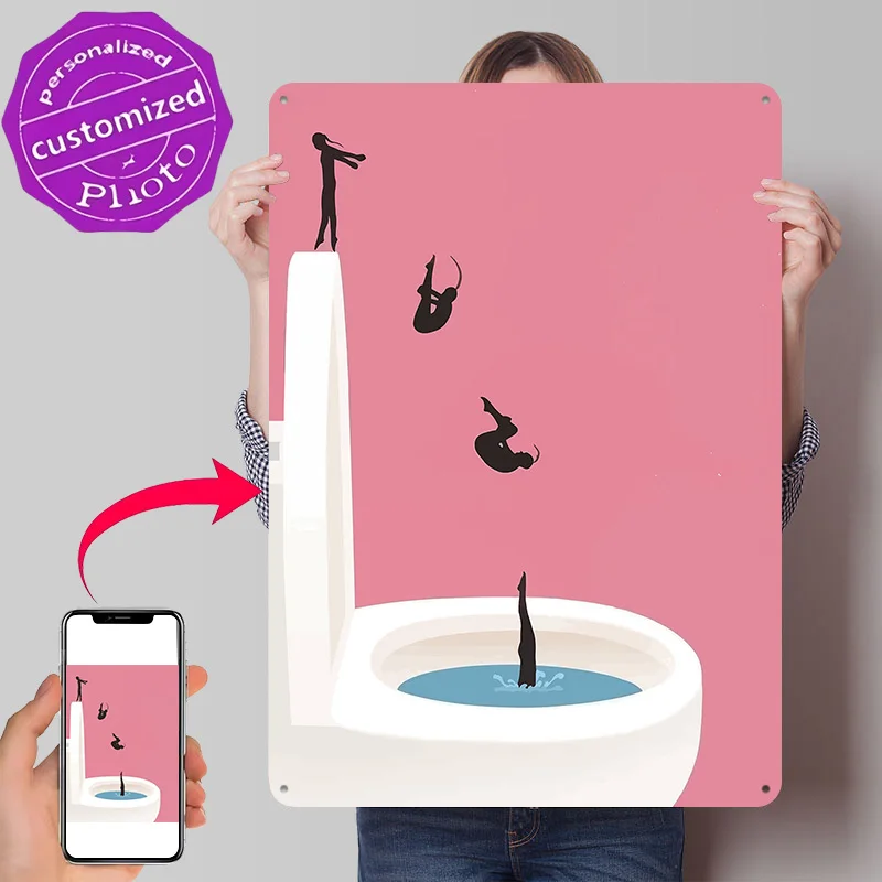 Toilet Diving Sequence Metal Poster Perfect Gift for Fans Lovers Customized Wall Art Metal Sign for Bar Accessories Decor Luxury