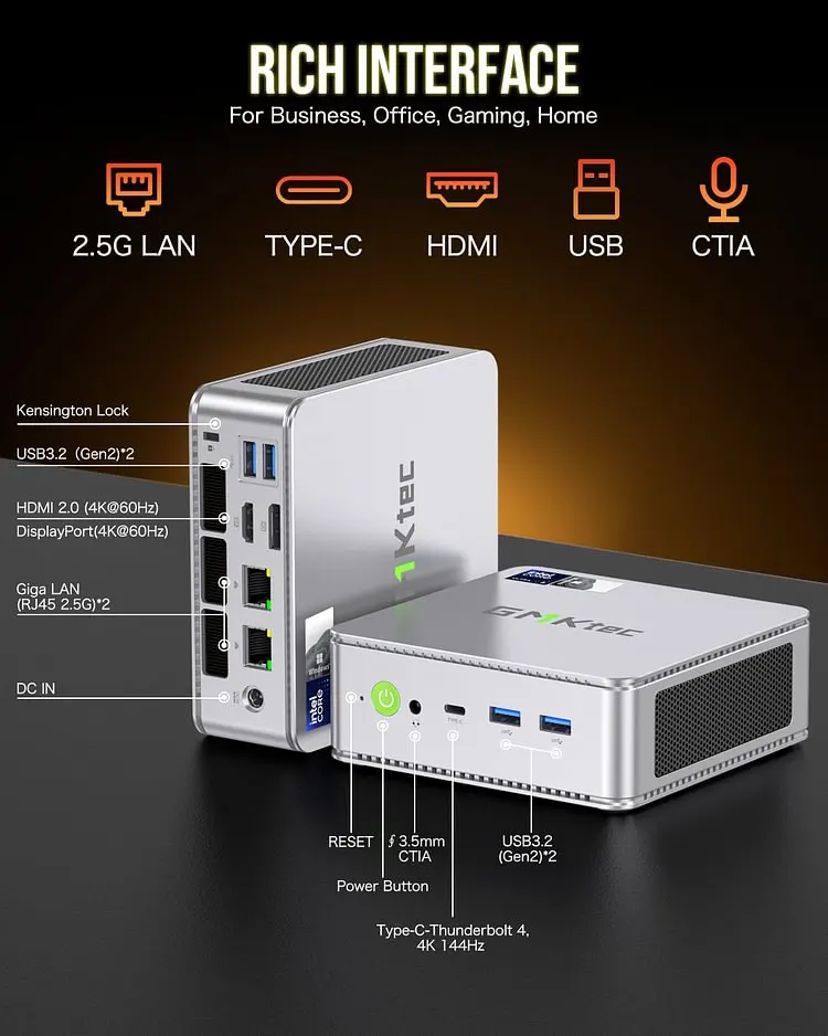 GMKtec K9 Intel Core Ultra 125H Gaming Mini PC 14-core 18-thread Intel Arc graphics Computer PC Mini AI Boost PC Gaming Computer