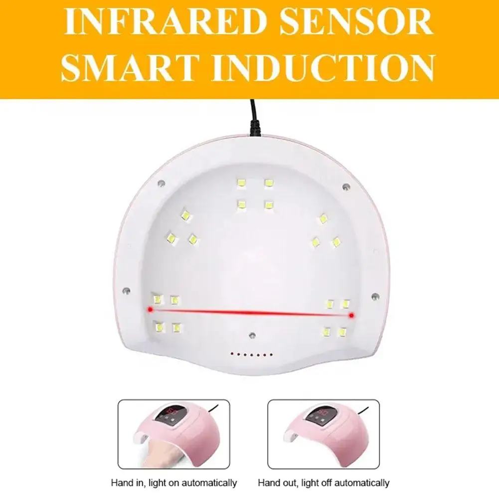 Sèche-ongles avec câble USB, lampe UV LED, lampe à usage domestique pour sécher le vernis, 18 sources touristiques, 54W