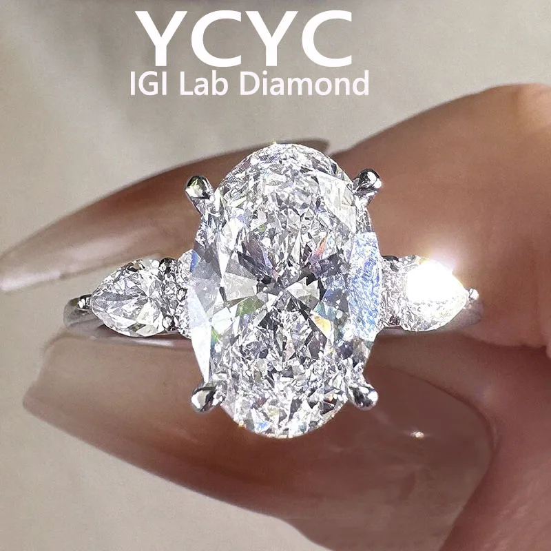 

fashion jewelry 14K gold Ring Oval cut D VS Color IGI CVD Lab Grown Diamond Rings for Women Wedding Bride