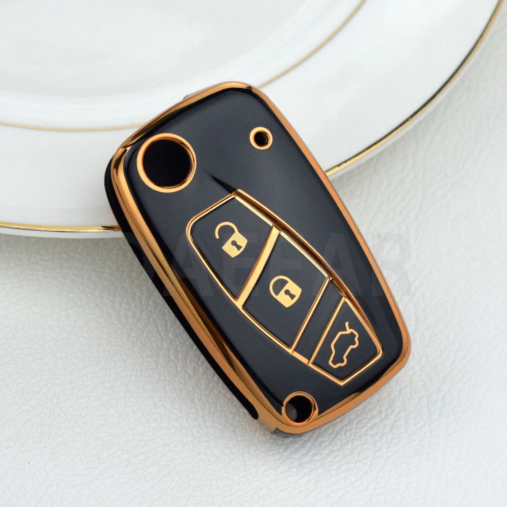 3 Buttons TPU Flip Folding Remote Car Key Shell Case for Fiat Punto Ducato Iveco Stilo Panda Doblo Bravo Protector