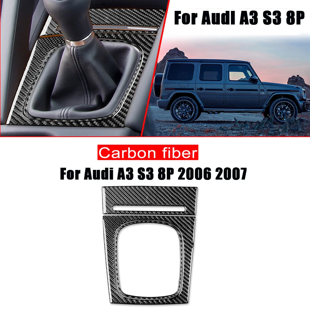 

For Audi A3 S3 8P 2006 2007 Accessoire Voiture Carbon Fiber Sticker Car Manual Gear Shifter Panel Frame Storage Box Trim