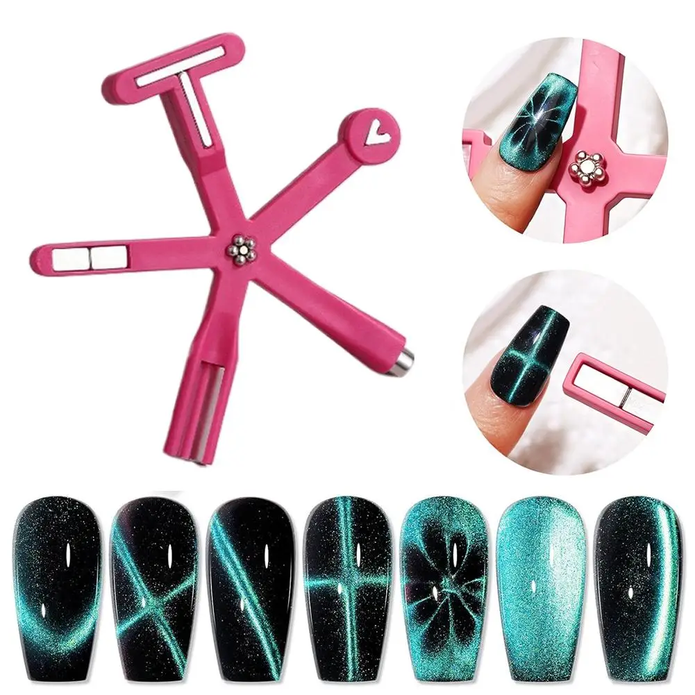 8 In 1 Starfish Strong Magnetic Cat Eye Nail Magnet Tool Multi Pattern Glass Bead French Heart Ripple Clover Manicure Wand